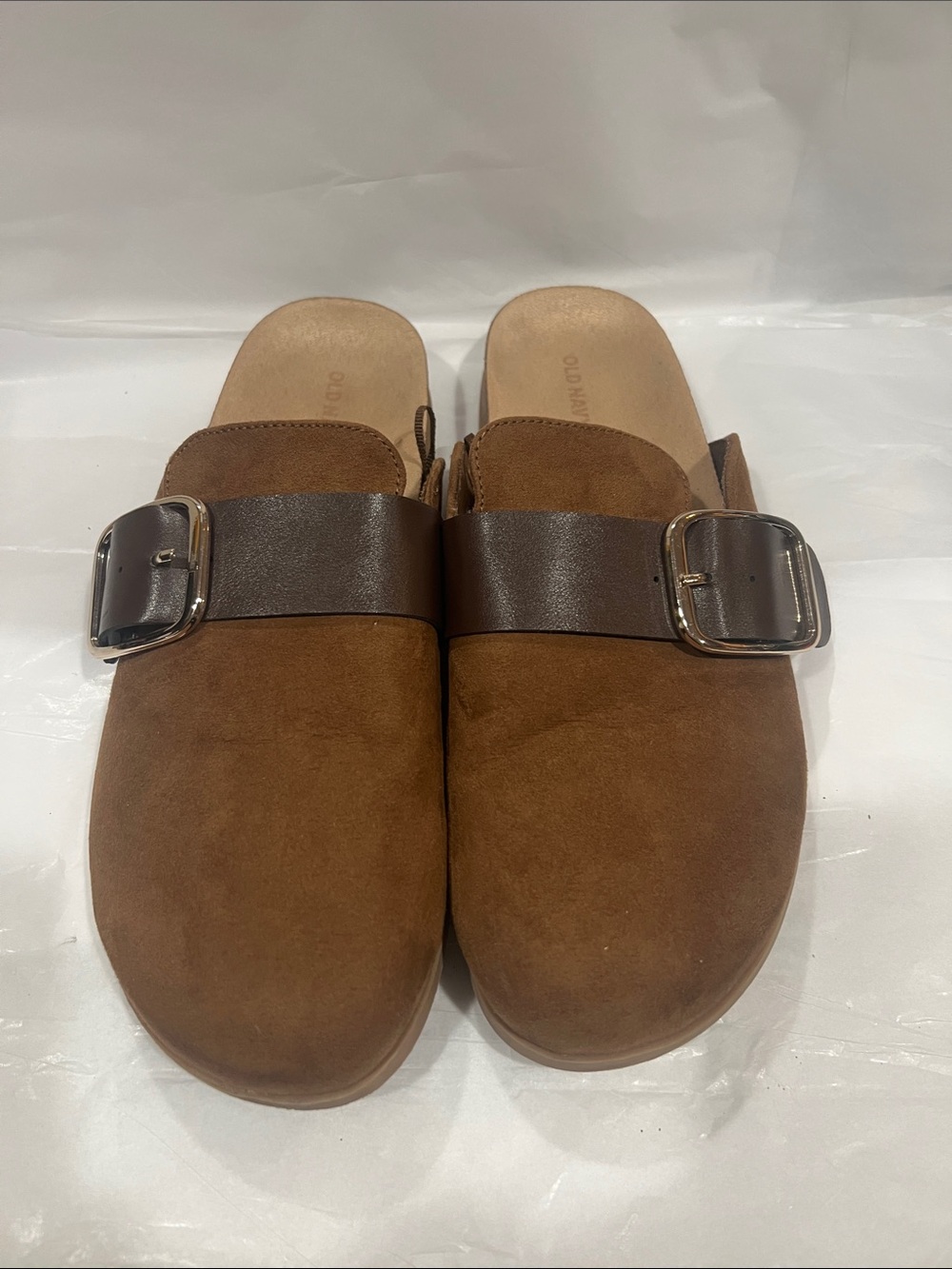 OLD NAVY Women's Brown Suede Slip-On Buckle Mules